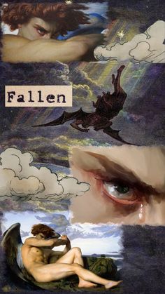 the cover art for fallen, with an image of a woman's face and clouds