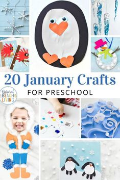 20 january crafts for preschool with penguins, snowflakes and other winter themed items