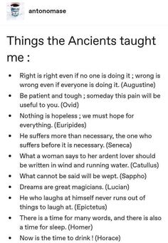 an iphone screen with the text'things the ancients taught me '