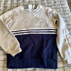 Boys Size: S Condition: Nwot *Pet Friendly Home!* - Bundle Sale!! Bundle 2 Items Together For 2/ $ 60!! Adidas Classic, Fit Board Workouts, Grey Adidas, Crew Sweatshirts, Artifacts, Blue Gray, Kids Shirts, Pet Friendly, Shirts Tops