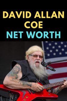 david allaan coe net worth with his guitar and an american flag in the background