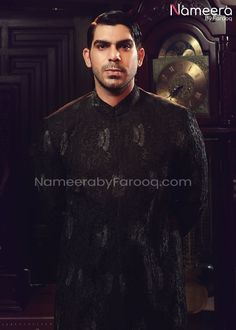 Sherwani Black 2021 for Groom with Embroidery Sherwani Black, Groom Sherwani, Patch Work, Gold Fabric, How To Dye Fabric, Wedding Event, Signature Design, So Beautiful, Stylish Design