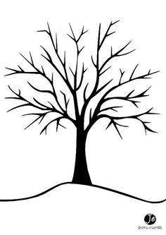 a black and white tree with no leaves on it, in the middle of winter