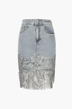 Details Occasion: Casual Category: Bottoms Composition: 26.3% Polyester, 1.2% Spandex, 72.5% Cotton Sheer: Not Sheer Color: Blue Denim Bodycon Skirt, Trendy Bottoms, Outerwear Trends, Denim And Diamonds, Skirt Y2k, Skirts Online, Sheer Fabrics, Grunge Fashion, Y2k Fashion