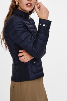 Image 8 of LIGHTWEIGHT DOWN JACKET from Zara Belt With Buckle, Cotton Blend Fabric, Zara Woman, Lapel Collar, Zara Women, Women Collection, Down Jacket, Repellent, Water Repellent