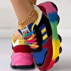 Multicolor Lace-up Sneakers For Jogging, Sporty Color Block Sneakers With Round Toe, Color Block Lace-up Synthetic Sneakers, Color Block Sports Sneakers, Color Block Sneakers For Sports With Round Toe, Color Block Sneakers With Round Toe For Sports, Blue High-top Chunky Sneakers With Laces, Multicolor Round Toe Platform Sneakers With Laces, Sporty Color Block Sneakers For Jogging