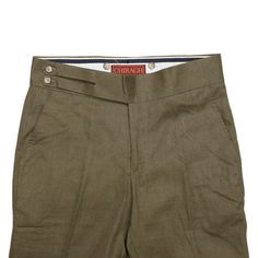 A must-have style in every man’s wardrobe, you will never look boring again with these solid trousers in olive green. Elegantly made with high quality craftsmanship in a straight fit, flat-front style from premium quality cotton, these trousers feature a button and zip closure with a wide waistband with two extended fastening tabs. This pair of men's pants is perfect for work and everyday wear, business meetings, parties, gala dinners or summer weddings. Buy it for yourself, or gift it to a loved one for an anniversary, holiday, birthday or just because. Actual colors may vary. This is due to computer monitors displaying colors differently and everyone can see these colors differently. ABOUT: • Brand: Chiragh • Color: Olive green • Features: Four pockets, cummerbund-style waistband • Fit: Fitted Straight Leg Olive Bottoms, Fitted Olive Straight Leg Bottoms, Fitted Olive Straight Leg Pants, Olive Fitted Straight Leg Bottoms, Khaki Straight Pants With Welt Pockets, Khaki Chinos With Belt Loops Straight Fit, Khaki Chinos With Belt Loops, Olive Straight Leg Summer Bottoms, Classic Khaki Tapered Leg Bottoms