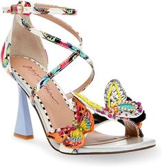 Amazon.com | Betsey Johnson Women's Trudie Heeled Sandal | Heeled Sandals Butterfly Heels, Blue By Betsey Johnson, Betsey Johnson Shoes, Ankle Strap Pumps, Strap Pumps, Black Butterfly, Betsy Johnson, Dress Sandals, Ankle Strap Sandals