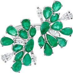 Looking for a statement piece that's as unique as you are? Look no further than the Wildflower Split Ring from RUCHI New York! This stunning cocktail ring is perfect for the modern woman who wants to make a statement. With its bright and cheerful emerald floral design and split shank band, this ring exudes glamour and sophistication. But it's not just about the looks – this ring also features 0.75 carats of dazzling diamonds and 4.25 carats of stunning emerald, ensuring that it's just as beautif Diamond Cocktail Rings, Tennis Necklace, Split Shank, Emerald Jewelry, Split Ring, Cocktail Ring, Eternity Bands, Cocktail Rings, Estate Jewelry