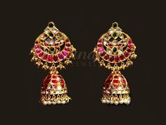 Kundan Buttalu, Buttalu Gold, Kundan Earrings Gold, Kundan Studs, Temple Jewellery Earrings, Necklaces Luxury, Gold Earrings Indian, Flower Costume