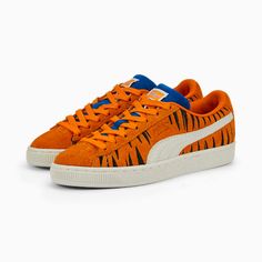 Puma Sneakers Men, Suede Creepers, Embroidered Tiger, Tony The Tiger, Champion Sneakers, Leather Sneakers Men, Pink Dolphin, Racing Shoes, Gold Sneakers