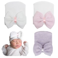 PRICES MAY VARY. Premium Fabric - AQOKKA newborn baby hats are made of knitted from authentic grade hospital cotton. The stretchy cotton fabric is very soft to the touch, which can guarantee gentle and comfortable protection and warmth for your baby that won't scratch your baby's skin. Cute Design - Newborn hats for baby girls feature a stylish striped pattern and they are adorned with a large bow on the hat. The exquisite design can create a lively atmosphere and emphasize your baby's cuteness. Baby Hospital Hat, Newborn Hospital Hats, Infant Hat, Newborn Beanie, Cute Nursery, Newborn Hats, Baby Beanie Hats, Newborn Baby Hats, Newborn Hospital