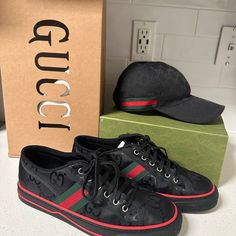 In Perfect Condition Gucci Shoes Are A Men’s Size 7 But They Run A Bit Big. Black Sneakers With Embroidered Logo, Gucci Black Sneakers With Logo Print, Black Gucci Sneakers With Logo Print, Gucci Black Low-top Sneakers, Gucci Black Lace-up Sneakers, Black Gucci Lace-up Sneakers, Luxury Black Sneakers With Embroidered Logo, Black Luxury Gucci Sneakers, Luxury Black Gucci Sneakers