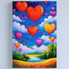 Vibrant colors printed on artist grade canvas. Hand stretched for your order. Multiple sizes are available. Arrives ready to hang. Additional sizes are available. Flying Hearts (impasto oil painting) Valentine Painting Ideas, Valentine Painting, Oil Painting Canvas, Paint Night, Heart Painting, Diy Art Painting, Love Painting, Painting Canvas, Featured Art