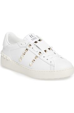 Valentino Rockstud Sneakers Valentino Rockstud Sneakers, Valentino Trainers, Valentino Sneakers, Studded Sneakers, Studded Shoes, Shoe Wishlist, White Sneakers Women, Valentino Rockstud, Swag Shoes