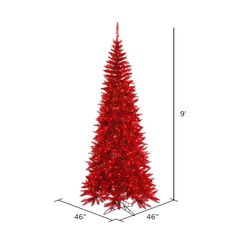 a red christmas tree is shown with measurements