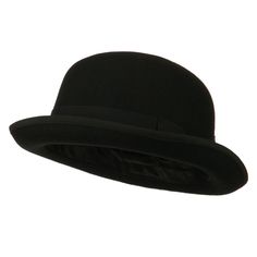 Men's Felt Bowler HatMade of 100% wool.Available sizes with elastic tie inside crown: M (57 cm), L (59 cm) and XL (61 cm).Inner satin hatband.Adult/Male.Crown measures 4 1/2 centimeters deep.Brim measures 2 inches long.Dry clean.Imported. Solid in color, bowler hat with attached different colored grosgrain hat band for gentlemen.Crown features oval round shaped top.Brim is accented with a ribbon trim and upturned all around.Our dressy style derby hat is great for any type of outdoor events, walk