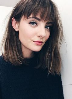 Dark shoulder length hair with bangs Bob Lung, Long Bobs, Brunette Bob, Curated Closet, Bangs With Medium Hair, Hair Bangs, Hair Styles 2017, Haircuts With Bangs, Medium Hair Cuts