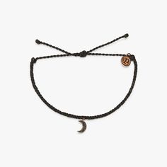 An important symbol in ancient cultures, the crescent moon represents new beginnings and optimism. The Dark Moon Charm Bracelet features a rose gold crescent moon pendant encrusted with Hematite stones on a black bitty braid. - Charm: Brass base with rose gold plating- Crescent Moon Charm: 9mm (H)- Wax-coated bracelet- Adjustable from approximately 2-5 inches in diameter- Because jewelry products are handcrafted by artisans, dimensions may vary from piece to piece Adjustable Crescent Rose Gold Jewelry, Black Adjustable Crescent Jewelry, Gold Crescent Moon, Pura Vida Bracelets, Crescent Moon Pendant, Hematite Stone, Moon Rise, Dark Moon, Moon Charm