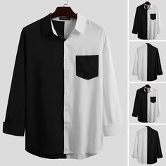 Similar Items Description Size:S,M,L,XL,2XL,3XL Fabric Material:100%Polyester Suitable Type:Fit Style:Basics Occasion:Leisure Pattern:Stitching color Thickness:Moderation Colour:Black Product Description:Men's spring and autumn shirt Package Included: 1 * Shirt Please note: Thanks to your understanding, the size may be 2 cm / 1 inch inaccurate due to manual measurements. Size Shoulder Bust Sleeve length Length US/UK/AU Size cm inch cm inch cm inch cm inch S 63cm 24.80ʺ 115cm 45.28ʺ 54cm 21.26ʺ 7 Shirt Pattern For Men, Korean Patchwork, Mens Long Sleeve Shirts, Shirt Packaging, White Blouse Top, White Collared Shirt, Man Shirt, Casual Long Sleeve Shirts, Holiday Tops