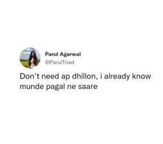 a tweet with the caption don't need aphilon, already know munde pegal near scare