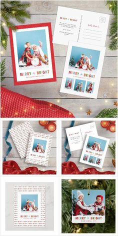 christmas greeting card with santa clause on it and other photoshopped images in the background