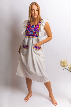 This tunic is a mix of chic, boho, and tribal. The simple consistent embroidery throughout the dress is simple, cute and classy. It is perfect for the summer time. This beautiful bohemian embroidered tunic dress is surely going to add life and oriental charm to your closet. The dress is made of Egyptian cotton which is widely renowned for its quality and texture. The dress is light and extremely soft and can be used on many occasions - beach, lounge, or even in your home to feel comfortable. Fab Embroidered Kaftan, Summer Tunic, Embroidered Tunic Dress, Beach Lounge, Summer Tunics, Embroidered Tunic, Egyptian Cotton, Dress Summer, Tunic Dress