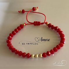 Red Beaded Bracelet, Belly Jewelry, Easy Diy Jewelry, Red Bracelets, Handmade Jewelry Diy