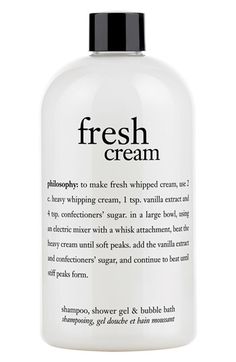 Free shipping and returns on philosophy 'fresh cream' shampoo, shower gel & bubble bath at Nordstrom.com. Indulge in the sweet scent of fresh cream shampoo, shower gel and bubble bath by philosophy. The moisturizing formula provides you with a rich, foaming lather that cleanses and conditions, leaving your skin and hair feeling soft and luxurious.<br><br>How to use: Apply to wet scalp or body. Lather, rinse, repeat. If using as a bubble bath, drizzle a generous amount under running water and enjoy. Mango Cream, Gel Set, Aesthetic Amazon, Amazon Beauty, Beauty Gadgets, Moisturizing Shampoo