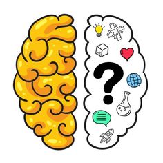 the left and right side of a brain with question marks on it's side