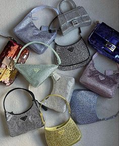 prada bags Sparkly Purse Outfit, Sparkly Bag Aesthetic, Prada Sparkle Bag, Sparkly Bag Outfit, Handbags Prada, Purses Luxury, Sparkly Bag, Bling Bags, Luxury Bags Collection