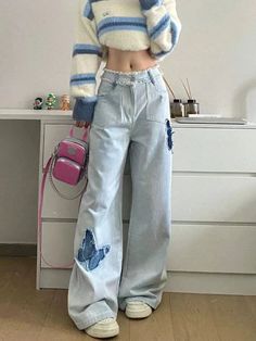 Butterfly Patchwork, High Waist Denim Pants, Green Puffer Jacket, Beige Trench Coat, Pants Streetwear, 2 Piece Skirt Set, Jeans Plus Size, Women Y2k, High Waist Denim