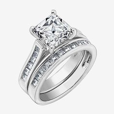 a princess cut diamond engagement ring set