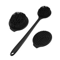 two brushes and one brush on a white background