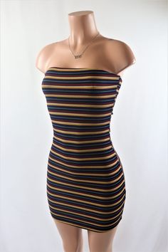 Casual Striped Ribbed Mini Dress, Trendy Striped Dress For Night Out, Striped Ribbed Mini Dress, Striped Ribbed Mini Length Dresses, Striped Ribbed Fitted Dress, Ribbed Striped Fitted Dress, Red Ribbed Mini Dress, Casual Striped Bodycon Dress For Night Out, Striped Stretch Knee-length Dresses