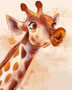 a drawing of a giraffe with its tongue out