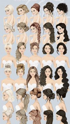 the different types of hair are shown in this drawing style, and it looks like they have