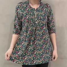 Color: Flower Green, Size: 4XL Loose Tunic, Silk T Shirt, Clothes Casual, Flower Green, Floral Sleeve, Ladies Tops, Vintage Floral Print, Flower Tops, Collars For Women