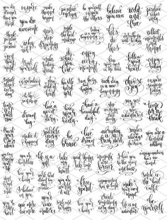 handwritten calligraphy alphabets in black and white