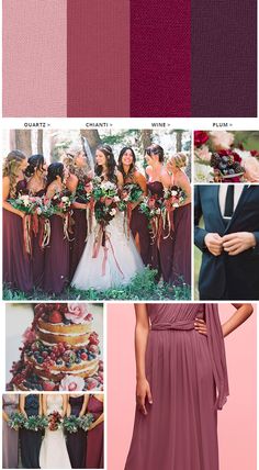 the color scheme for this wedding is red and purple, with different shades to choose from