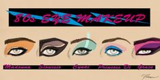 80s Rocker Makeup, Eyeshadow Diagram, 80s Glam Rock Makeup, 80s Rock Makeup, 80s Eyeshadow, Rocker Makeup, Eye Shape Chart, 80s Eye Makeup, Glam Rock Makeup