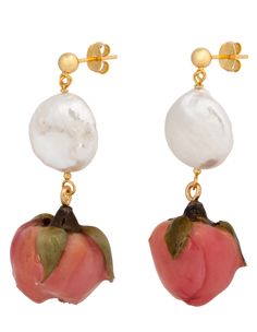 Rosewater Earrings (Pre-Order) – Dauphinette Crystal Furniture, Ivory Earrings, Coin Pearls, Scarf Jewelry, Single Earring, Rose Water, Sterling Silver Studs, Rose Buds, Silver Studs