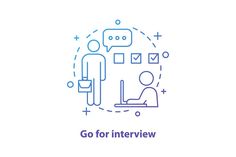 the words go for interview are shown above an image of a person sitting at a desk