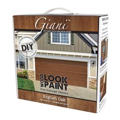 a box with an image of a garage door and window on the inside of it