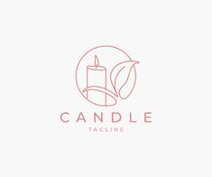 the candle logo is shown in pink and white