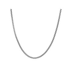 Enhance your style with this fashionable LYNX stainless steel round box chain necklace.Click on this JEWELRY & WATCHES GUIDE to learn about fit, styles, materials and more! Enhance your style with this fashionable LYNX stainless steel round box chain necklace.Click on this JEWELRY & WATCHES GUIDE to learn about fit, styles, materials and more! Clasp: spring ring Metal: stainless steel Chain width: 4 mm Plating: ion plated Packaging: boxed, pouch Finish: polished Chain type: rope, box Please note Classic Metal Necklace With Box Chain, Classic Round Metal Chain Necklace, Classic Stainless Steel Chain Necklace For Gift, Classic Stainless Steel Chain Necklace, Everyday Box Chain Necklace, Everyday Stainless Steel Box Chain Necklaces, Classic Metal Box Chain Necklace, Stainless Steel Silver Chain Necklace, Stainless Steel Box Chain Necklace As Gift