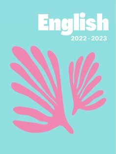 a pink leaf on a blue background with the words english 2012 - 2013 written below it