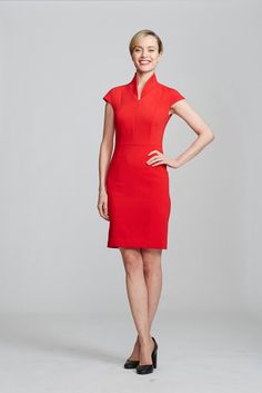 Evelyn Dress - Power Red Red Dress Classy, Classy Work Attire, Comfortable Work Clothes, Women Work Outfits, Womens Business Attire, Work Attire Women, Belted Shift Dress, Corporate Dress, Power Red