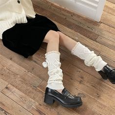 Material: Knit cotton Color: White, Beige, Black, Coffee Winter Leg Warmers, Dark Fashion, White Beige, Black Coffee, Knit Cotton, Leg Warmers, Heart Earrings, Color White, Cute Outfits