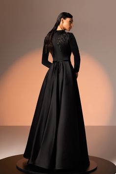 Long sleeves voluminous satin dress – HerTrove Evening A-line Dress With Lace Sleeves, Elegant Long Embroidered Party Dress, Elegant Fitted Embroidered Dress For Banquet, Evening Gown With Lace Sleeves, Elegant Embroidered Fitted Dress For Banquet, Elegant Gown With Lace Sleeves For Banquet, Elegant Satin Dress With Lace Sleeves, Black Satin Dress Long Sleeve, Silk Long Sleeve Gown For Banquet